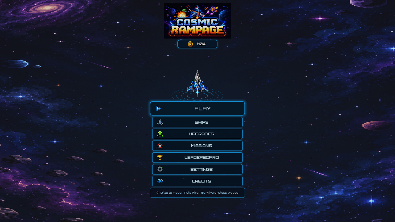 Menú landscape de Cosmic Rampage 1.0.4