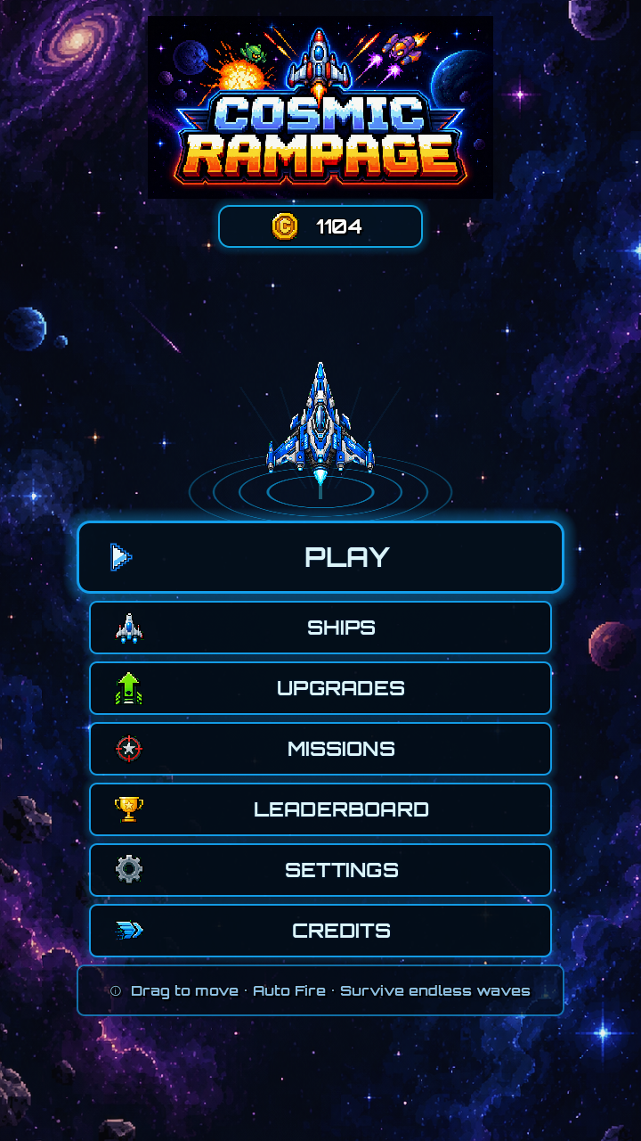 Menú principal portrait de Cosmic Rampage 1.0.4