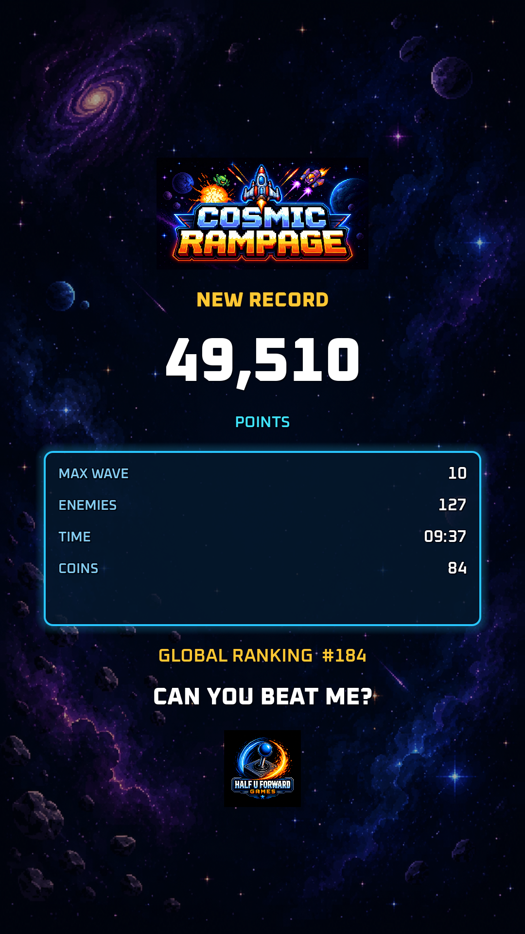 Share card vertical de Cosmic Rampage