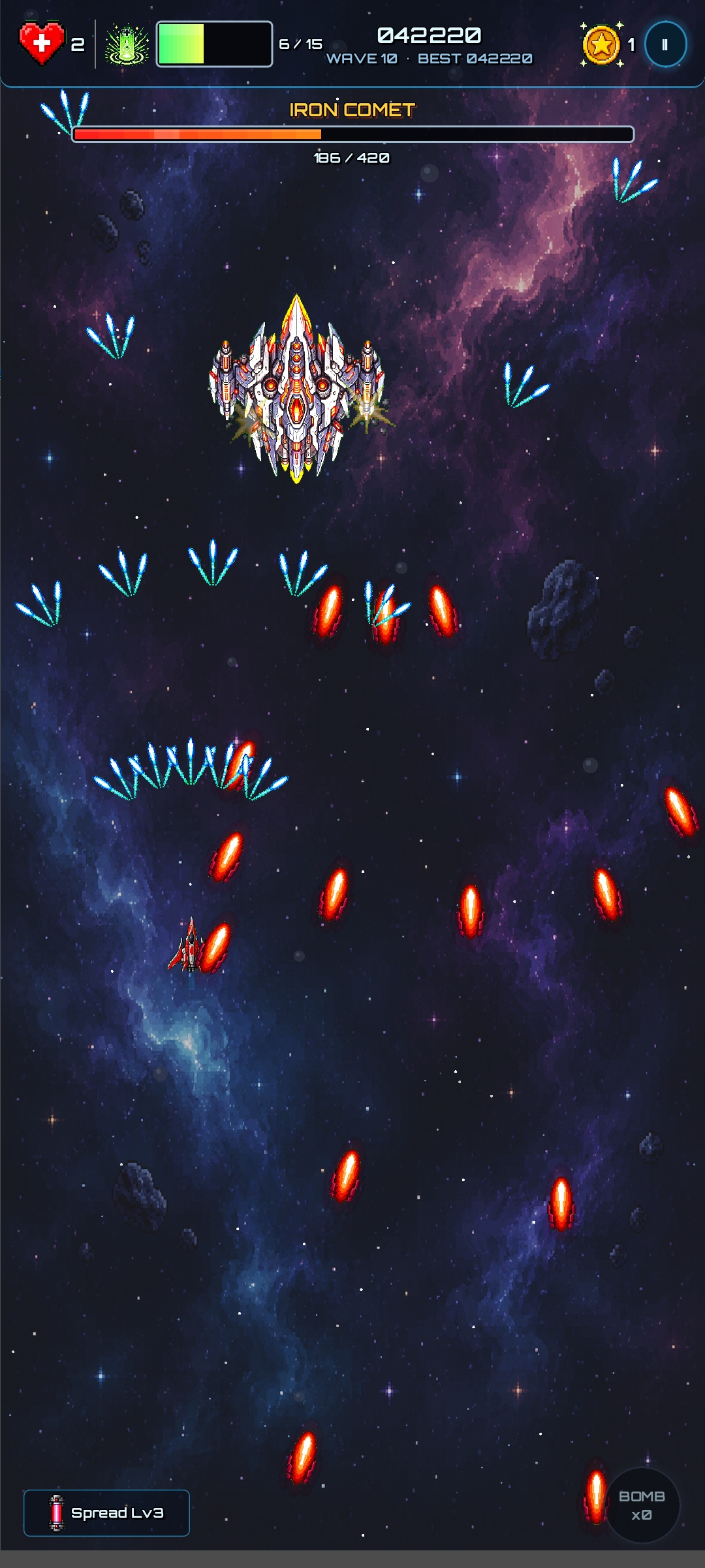 Partida de Cosmic Rampage con acción arcade espacial